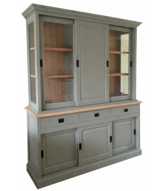 Kasten van de Koning Buffetkast Engels groen Deurne 180cm dichte middendeur en eiken lijst en interieur