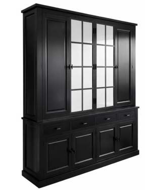 Kasten van de Koning Buffetkast Soest zwart - wit met stalen deuren 220 x 224cm dichte zijdeuren