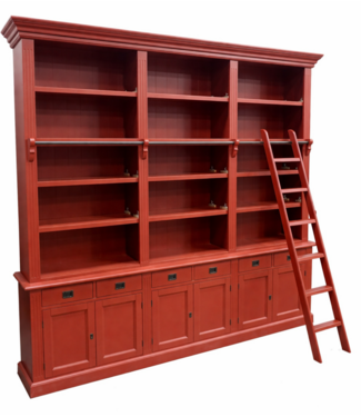 Kasten van de Koning Boekenkast oxyderood met trap Reeuwijk 260 x 240cm