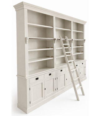 Kasten van de Koning Boekenkast grijswit Reeuwijk 300 x 240cm met trapje