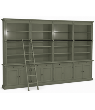 Kasten van de Koning Boekenkast Engels groen met trap Domburg  400 x 260cm