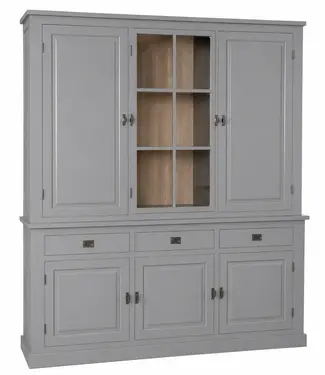 Kasten van de Koning Buffetkast Soest stofgrijs met stalen deur, dichte zijdeuren en eiken interieur 200cm
