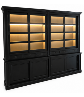 Kasten van de Koning Buffetkast zwart - goud Utrecht 300 x 240cm ledverlichting
