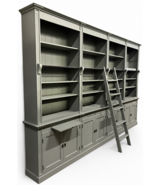 Kasten van de Koning Boekenkast Engels groen met trap Domburg  400 x 260cm