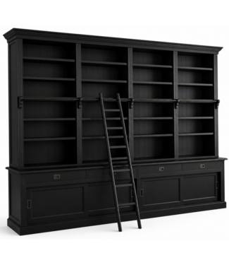 Kasten van de Koning Boekenkast Putten zwart 400 x 260cm met trap