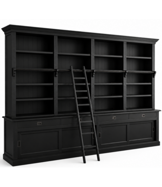 Kasten van de Koning Boekenkast Putten zwart 400 x 240cm met trap