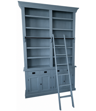 Kasten van de Koning Boekenkast oud blauw  met trap Kesteren 150 x 240cm