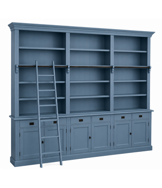 Kasten van de Koning Boekenkast oud blauw  met trap Reeuwijk 300 x 240cm