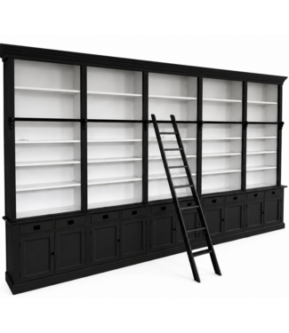 Kasten van de Koning Boekenkast zwart met trap Reeuwijk 500 x 260cm