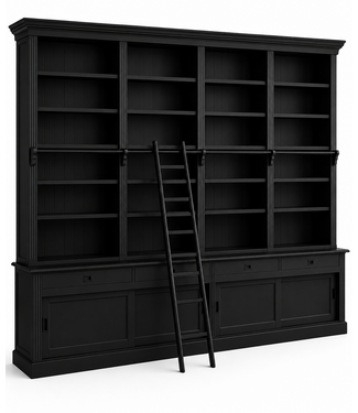 Kasten van de Koning Boekenkast Putten zwart 360 x 260cm met trap