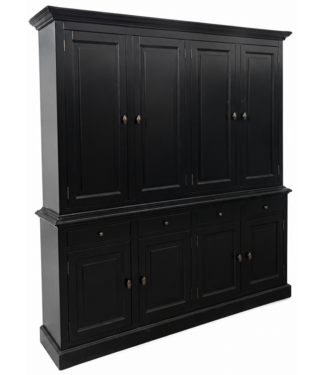 Kasten van de Koning Buffetkast Laren zwart met dichte deuren 230 x 45 x 230cm