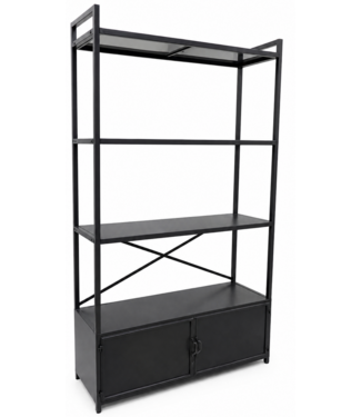 TV dressoir modern grijs - noten 220 x 40 x 40cm Roomdivider industrieel staal zwart 120 x 205cm