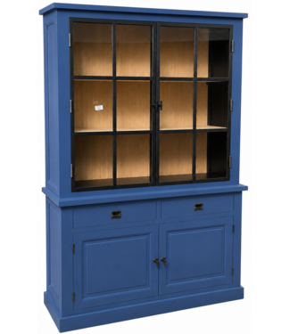 Kasten van de Koning Buffetkast Soest duifblauw met stalen deuren en eiken interieur 150cm