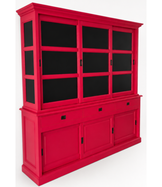 TV dressoir modern grijs - noten 220 x 40 x 40cm Buffetkast framboosrood - zwart Beverwijk 240cm