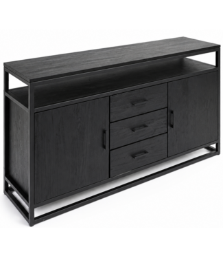 Kasten van de Koning Dressoir industrieel stalen frame - zwart 160 x 40 x 90cm