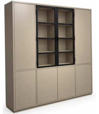 Kasten van de Koning Buffetkast Vught zandbeige  met stalen deuren 220 x 240cm