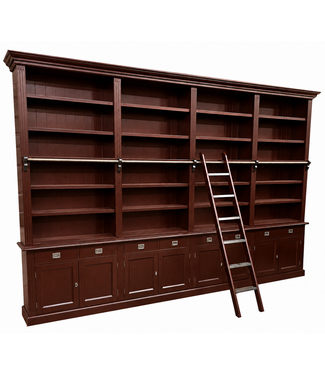 Kasten van de Koning Boekenkast mahoniebruin  met trap Reeuwijk 400 x 260cm