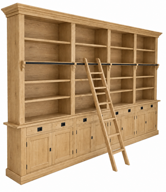 Kasten van de Koning Boekenkast eiken natuur met trap Reeuwijk 400 x 240cm