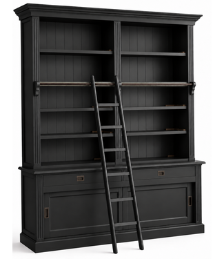 Kasten van de Koning Boekenkast zwart  met trap Emst 200 x 240cm