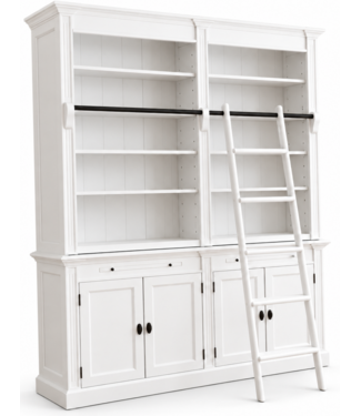 Kasten van de Koning Boekenkast wit  met trap Domburg 200 x 240cm
