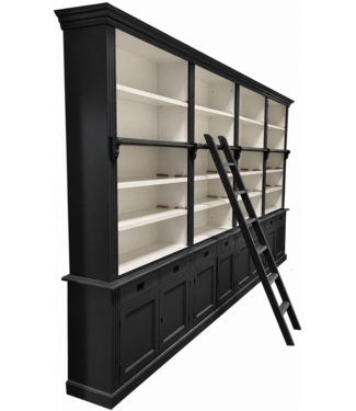 Kasten van de Koning Boekenkast zwart met trap Reeuwijk 400 x 240cm