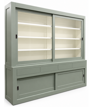 Kasten van de Koning Buffetkast Engels groen design 300 x 240cm push to open laden