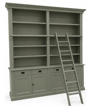 Kasten van de Koning Boekenkast Engels groen - groen met trap Kesteren 200 x 240cm
