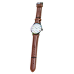 Montre-bracelet pavillons argentée avec bracelet marron
