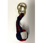 Sleutelhanger touw apenvuist blauw -wit - rood