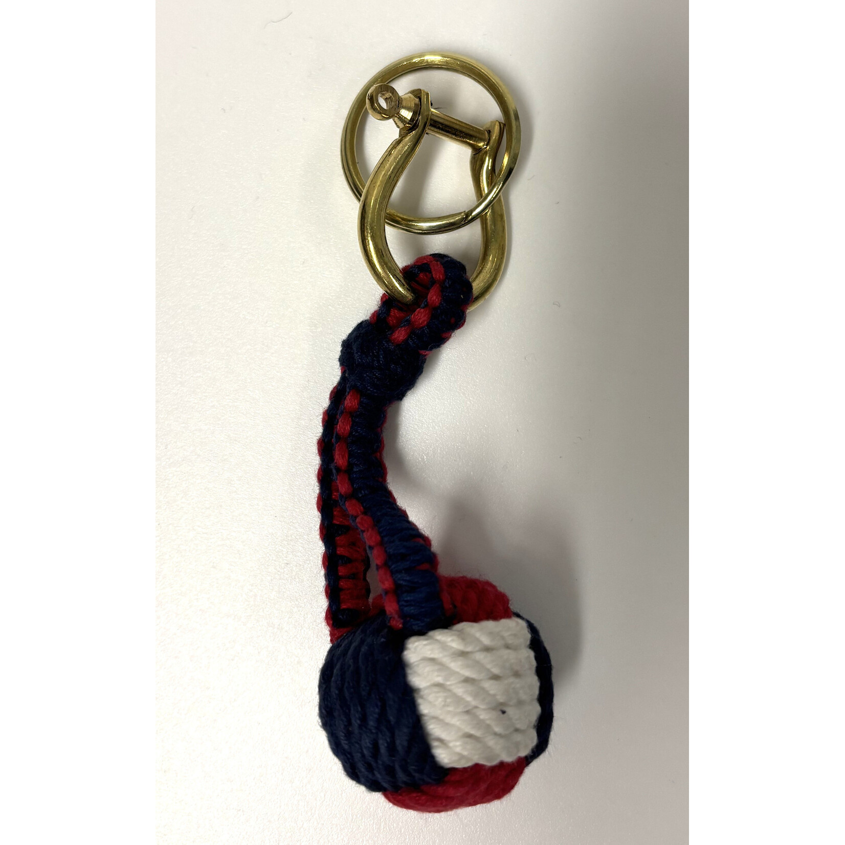 Sleutelhanger touw apenvuist blauw -wit - rood
