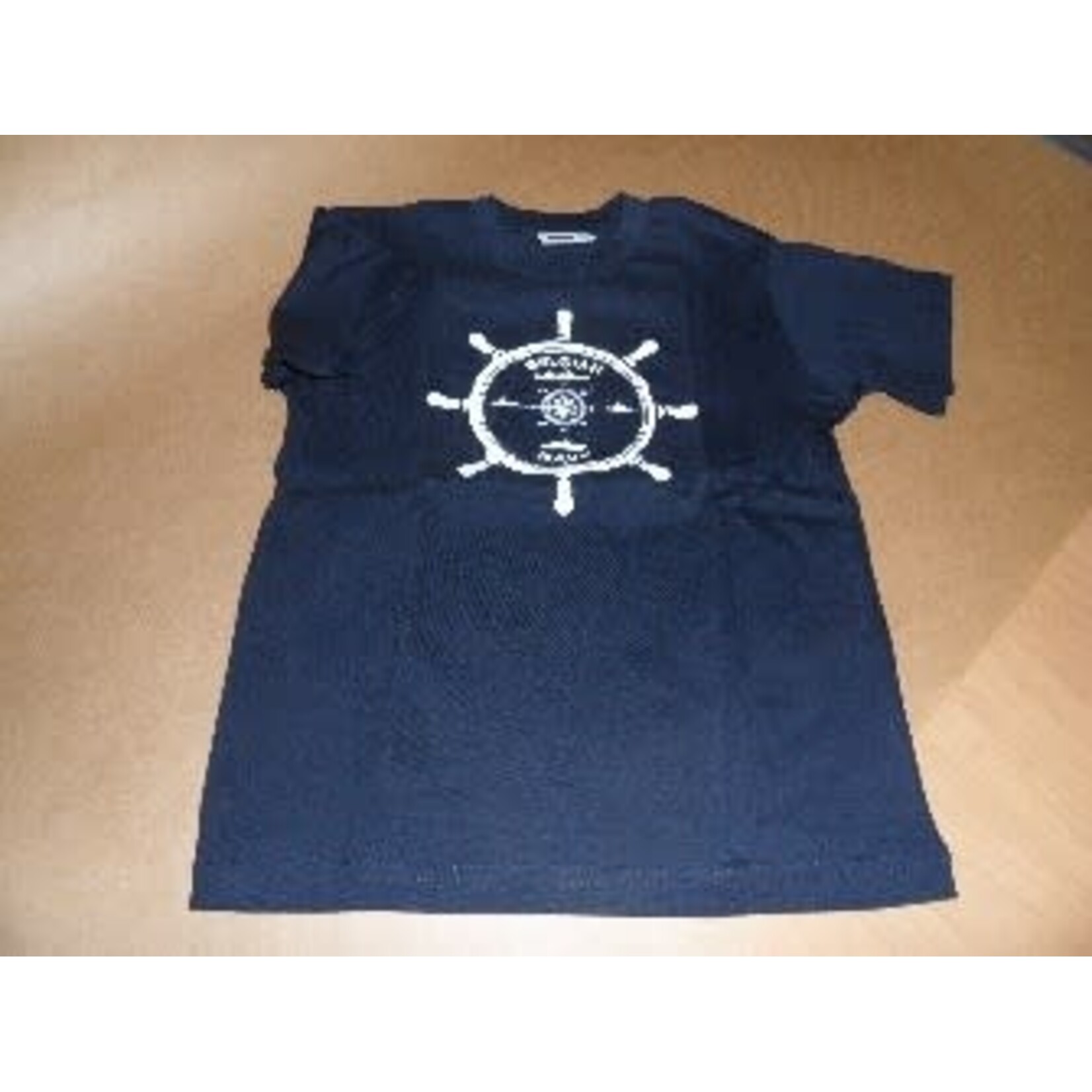 T-shirt bleu avec vollant de bateau