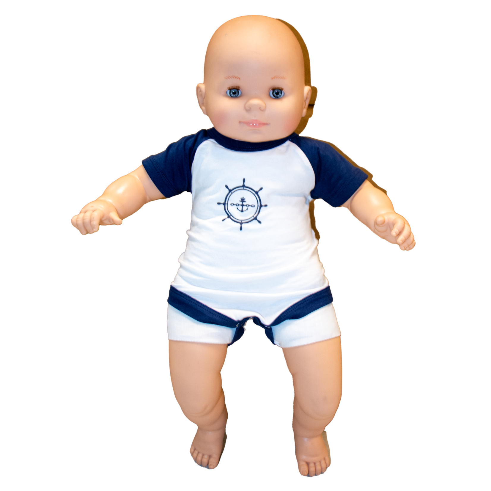 Body larkwood wit - Navy blue mouwtje