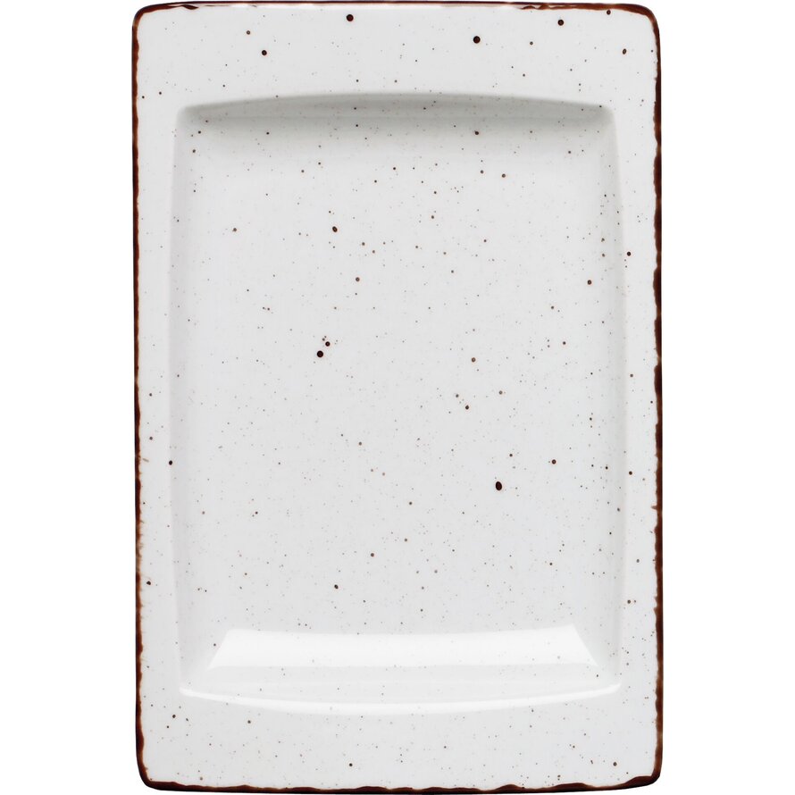 Porzellanserie "Granja" weiß Platte flach eckig, 18x12 cm
