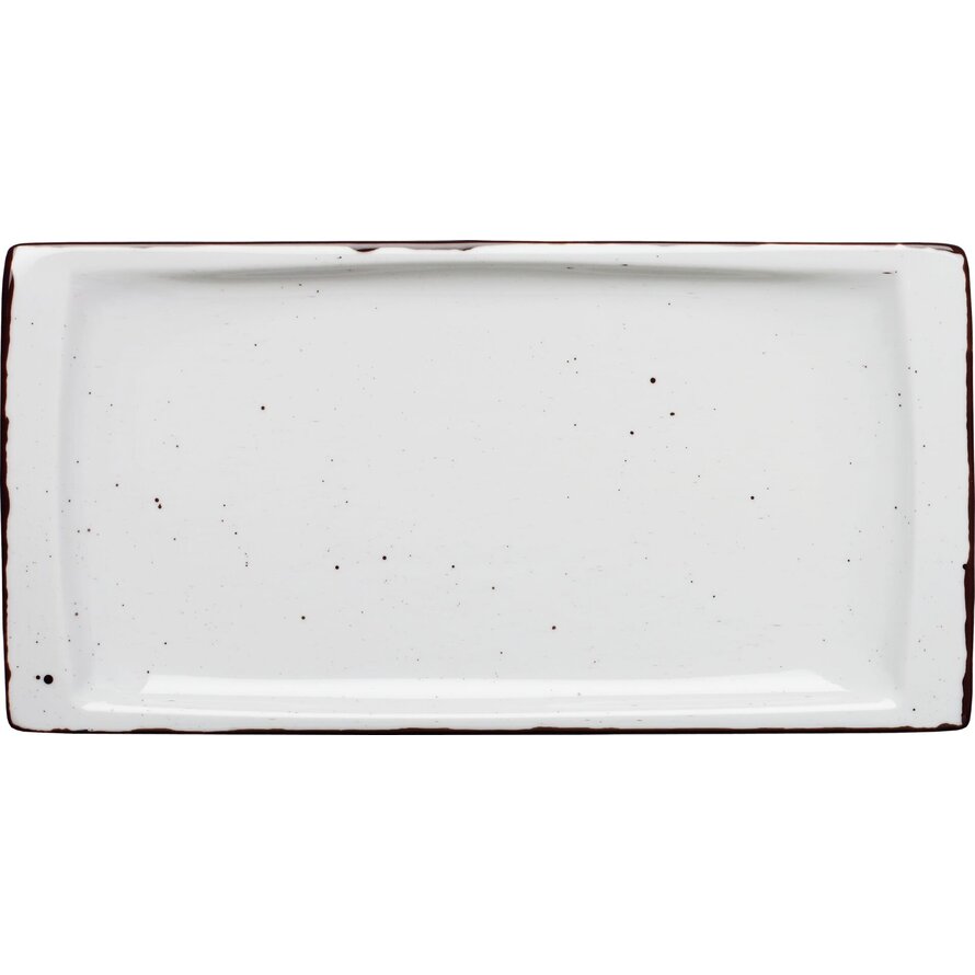 Porzellanserie "Granja" weiß Platte flach eckig, 18x36 cm