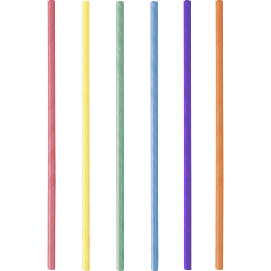 Trinkhalme aus Papier Jumbo, farbig gemischt 25cm