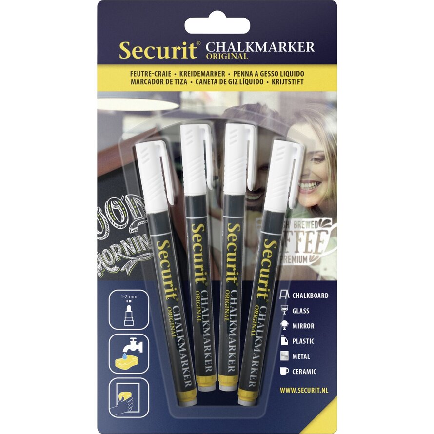 Kreidemarker, weiß, 4er Set