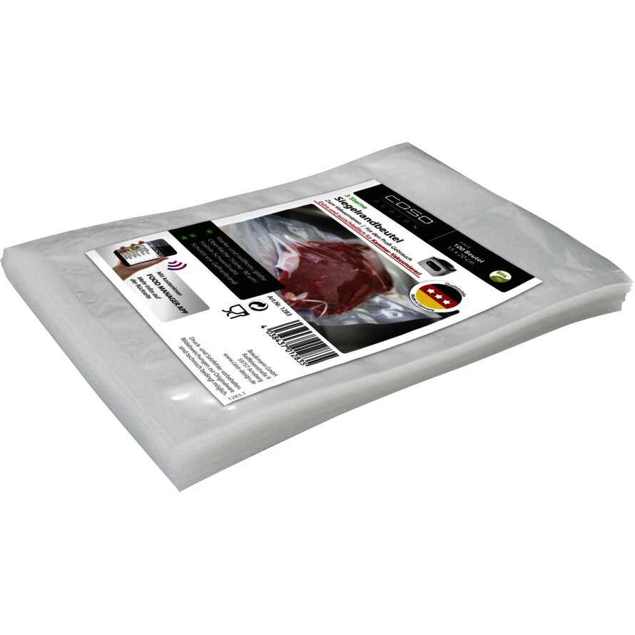 Siegelrandbeutel f. Kammervakuumierer 90 my, 100er Pack  15x20 cm