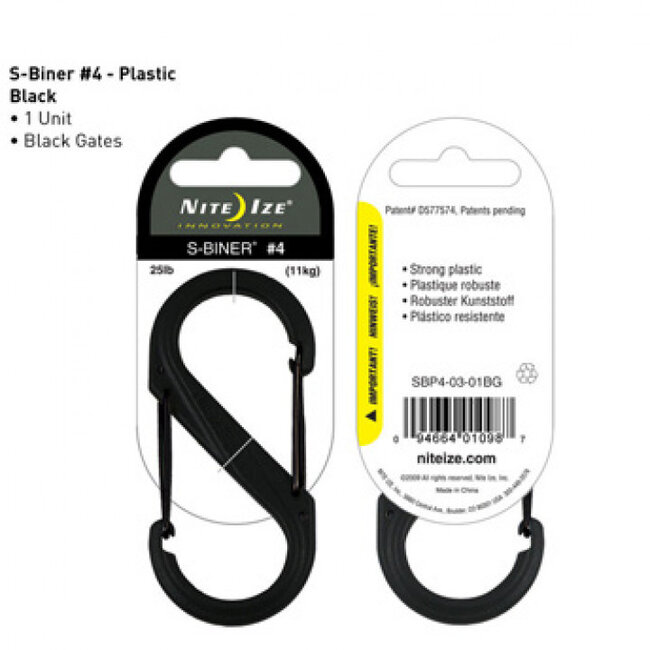 Nite Ize S-Biner Plastic #4 Black