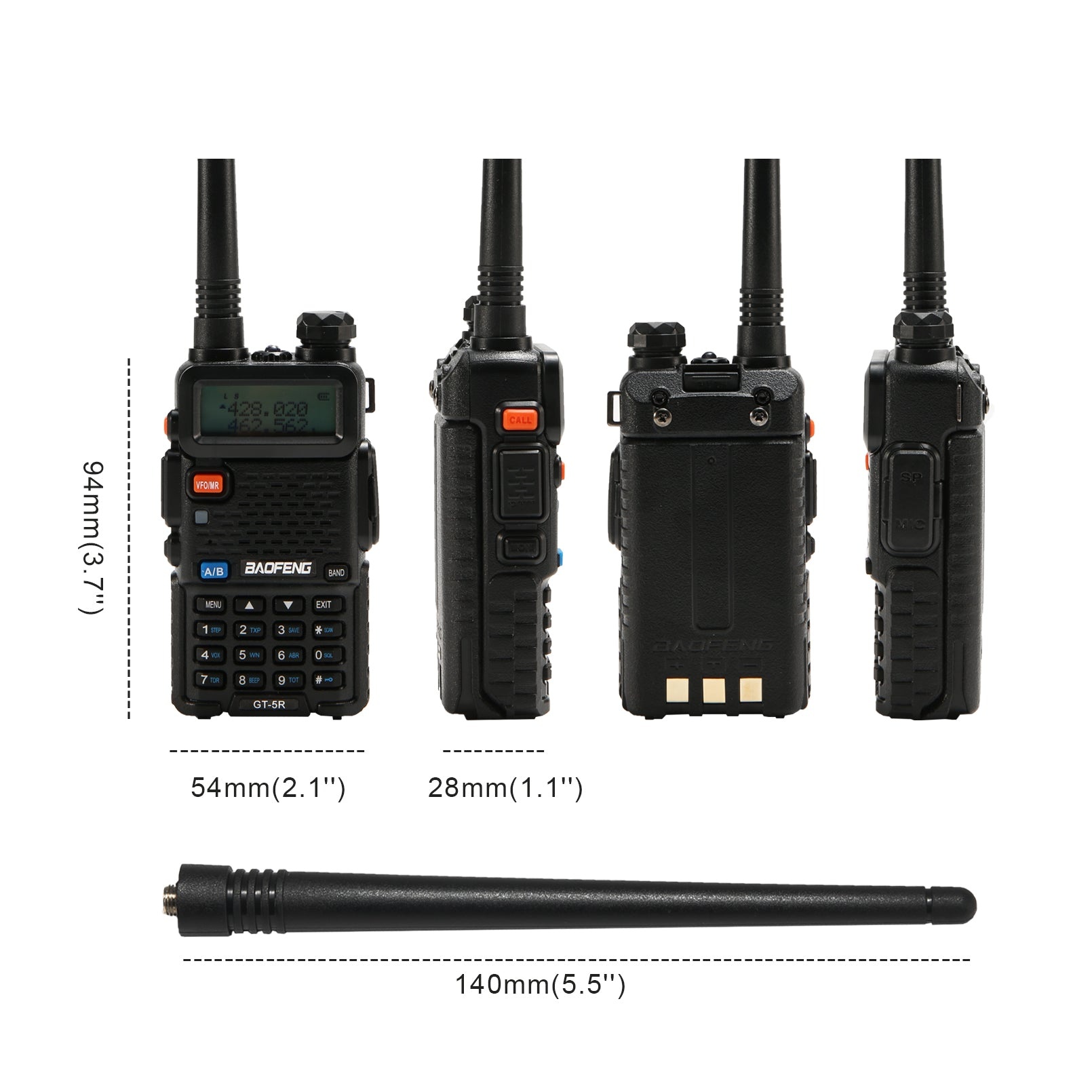 Walkie Talkie BAOFENG GT-5R Dual Band – 144-146/430-440 MHz, 128 Canali, Batteria 1800mAh, Con Cuffie E Cavo Programmazione