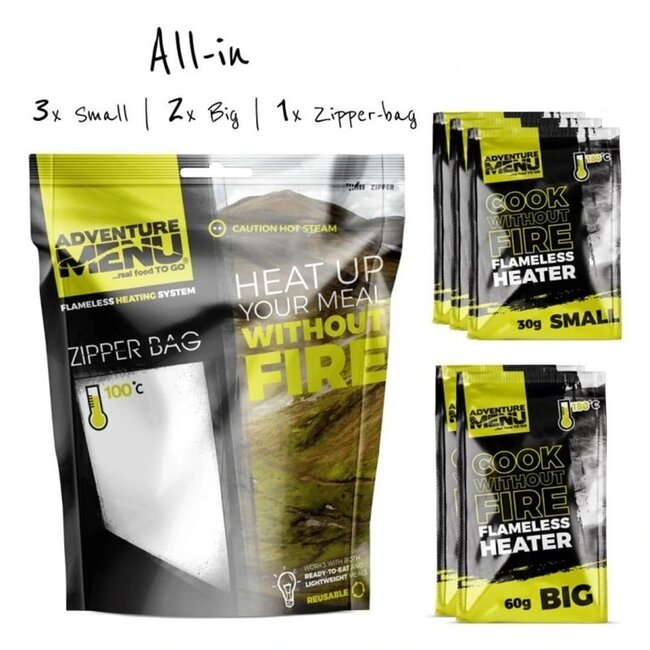 Adventure Menu Flameless-heater ALLinONE (3pcs 30g + 2pcs 60g + zipper bag)