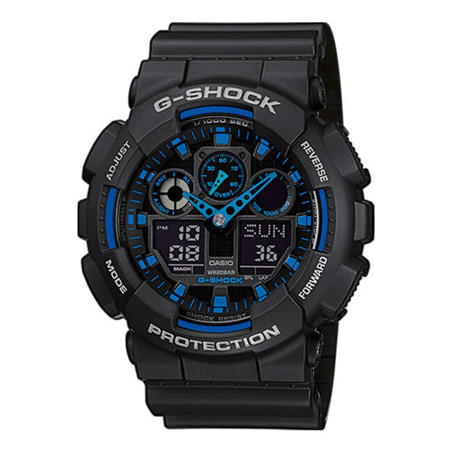 Casio G-Shock GA-100 black/blue watch