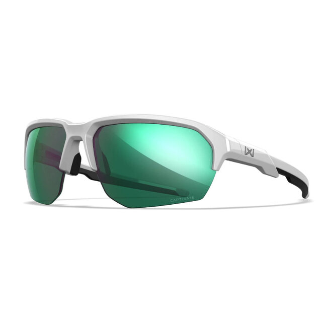 Wiley X WX JAKL CAPTIVATE Polarized Green Mirror Polished White