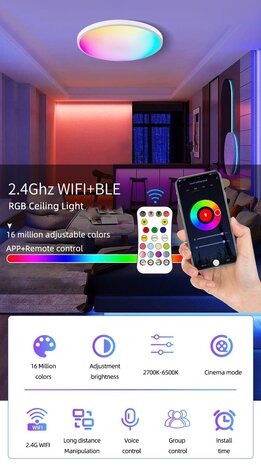 HLW LED plafonniere RGBWW rond wifi smartcontrol 25watt HLW LED plafonniere RGBWW rond wifi smartcontrol 25watt