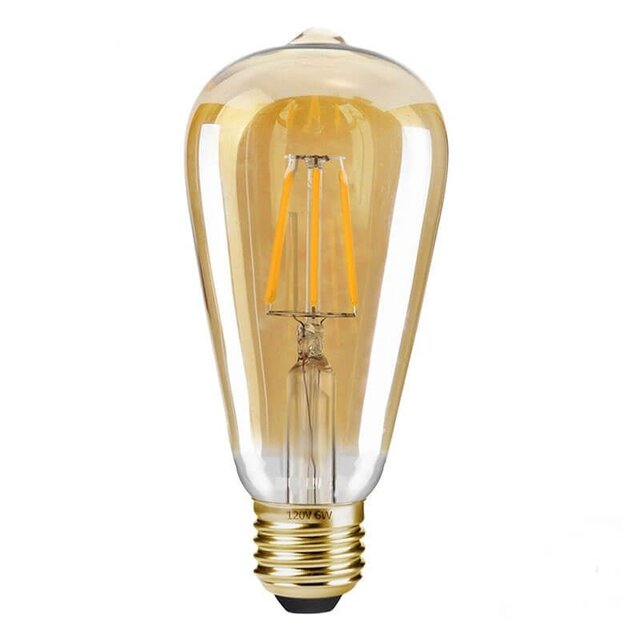 HLW 6 Watt E27 LED Filament Lamp ST64 2100K Amber