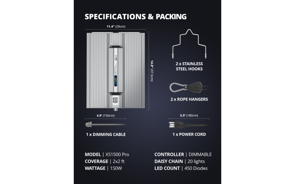 Viparspectra Viparspectra XS1500 Pro LED Kweeklamp - Copy Viparspectra Viparspectra XS1500 Pro LED Kweeklamp - Copy