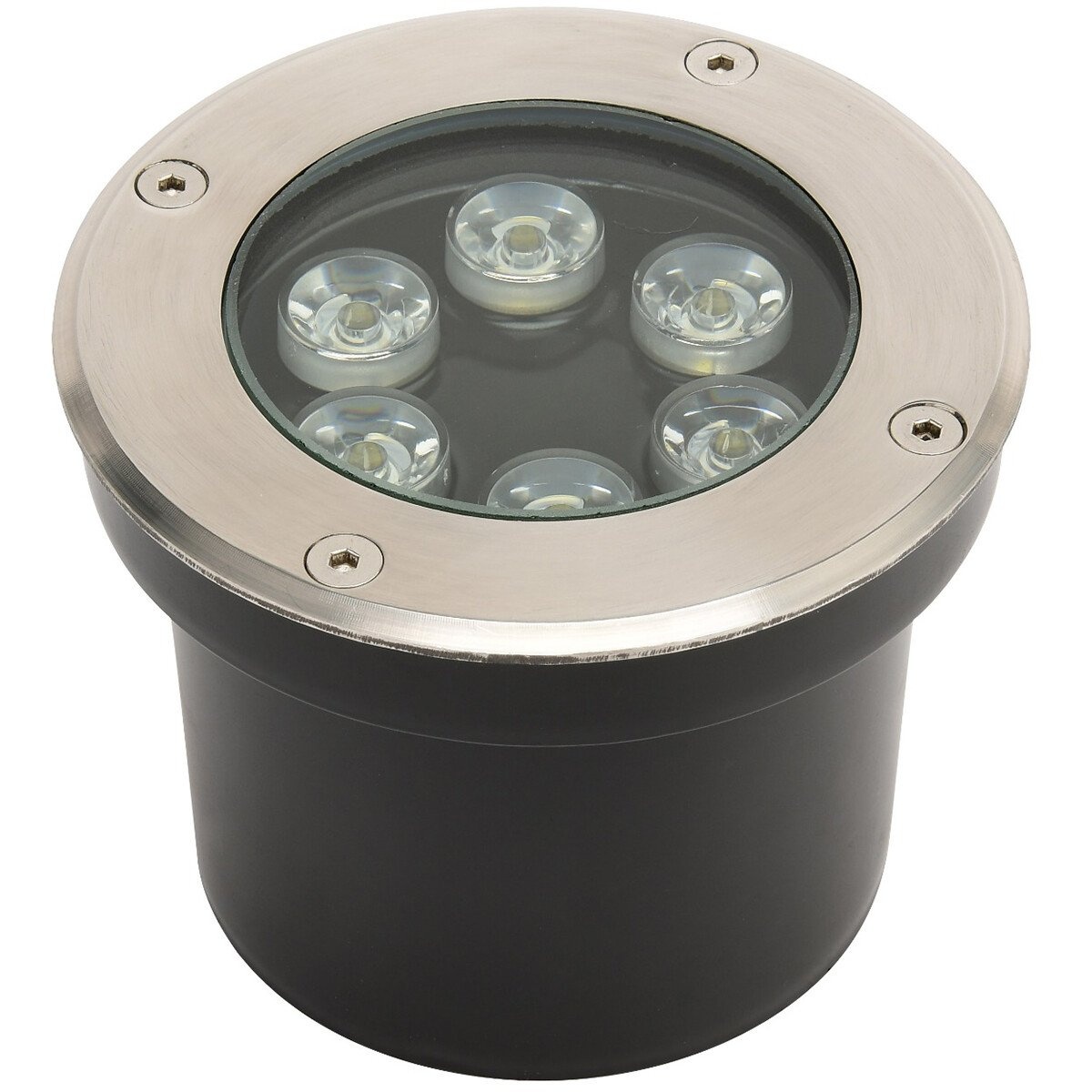 LED Grondspot - Inbouw Rond - 6W - IP67 - 4000K Natuurlijk Wit - Mat Chroom - RVS