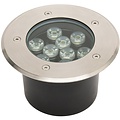 LED Grondspot - Inbouw Rond - 9W - IP67 - 4000K Natuurlijk Wit - Mat Chroom - RVS