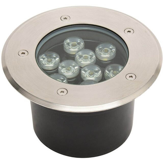 HLW LED LED Grondspot - Inbouw Rond - 9W - IP67 - 4000K Natuurlijk Wit - Mat Chroom - RVS