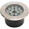 HLW LED LED Grondspot - Inbouw Rond - 12W - IP67 - 4000K Natuurlijk Wit - Mat Chroom - RVS