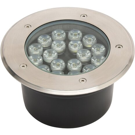 LED Grondspot - Inbouw Rond - 18W - IP67 - 4000K Natuurlijk Wit - Mat Chroom - RVS